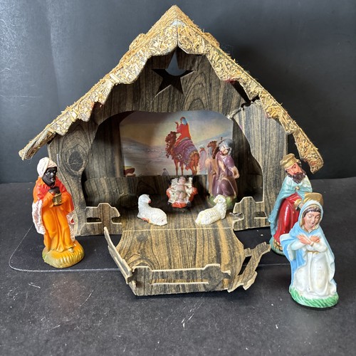 Vintage cardboard nativity - cardboard,